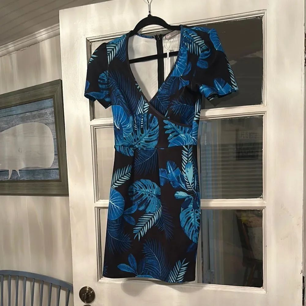 NWT ASOS Tropical Blue Leaf Print Dress
